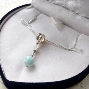 Sterling Silver Star Pendant Necklace with Blue Larimar Bead
